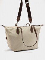 Bolso Shopper Liso De Nylon crudo