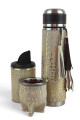 Termo de acero forrado en cuero de 1lt Beige con dorado