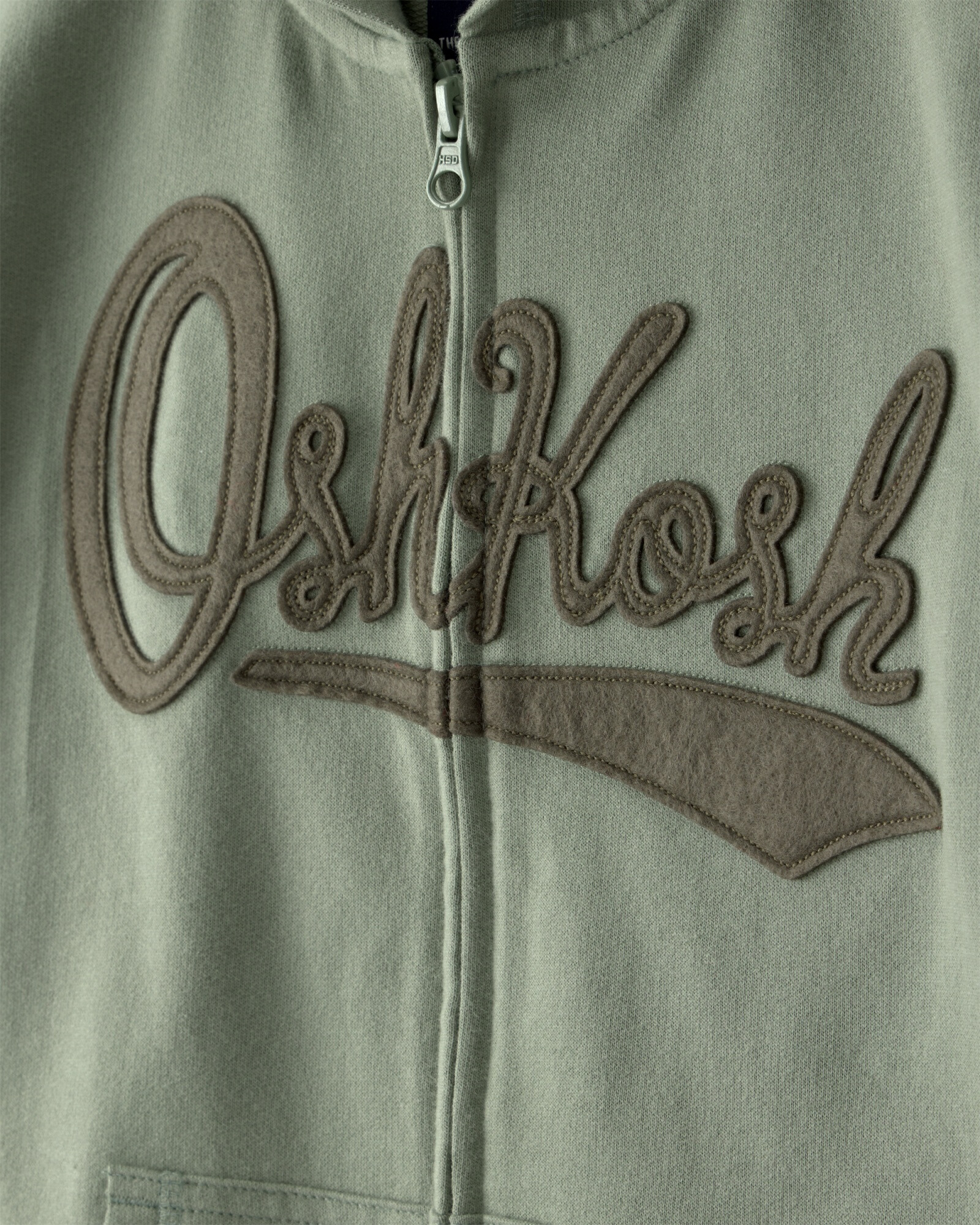 Campera de algodón, verde, con capucha y logo Sin color