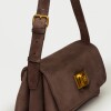 Cartera al hombro Leisure efecto gamuza Chocolate