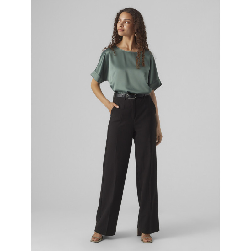 VMMERLE 2/4 O-NECK TOP WVN GA NOOS Dark Forest