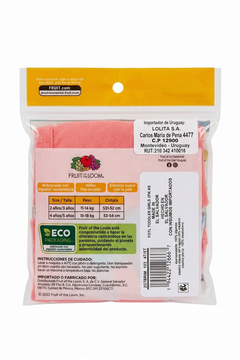 Pack x2 Culotte para niña toddler MULTICOLOR