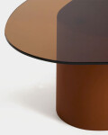 Mesa de centro Olir de vidrio templado y acero marrón 82 x 74 cm Mesa de centro Olir de vidrio templado y acero marrón 82 x 74 cm