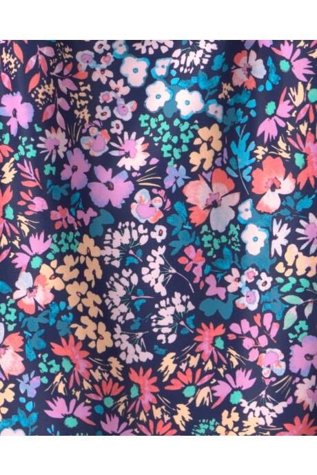 Malla de baño 1 pieza con protección UPF 50+, diseño floral, azul marino Sin color