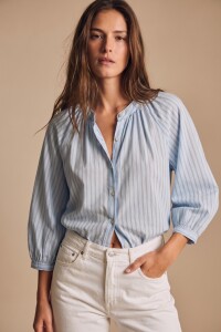 Blusa A Rayas Celeste