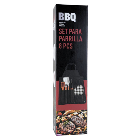 Set para parrilla de 8 piezas con delantal estuche Set para parrilla de 8 piezas con delantal estuche