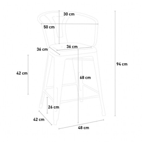 SILLA TOLIX METALICA CON POSABRAZOS Silla Tolix Metálica Con Posabrazos Negra