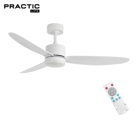 Ventilador de Techo Practic Life FS50233 con Luz LED y Control Remoto Blanco