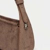 Cartera al hombro Leaf en efecto cuero gamuza Taupe