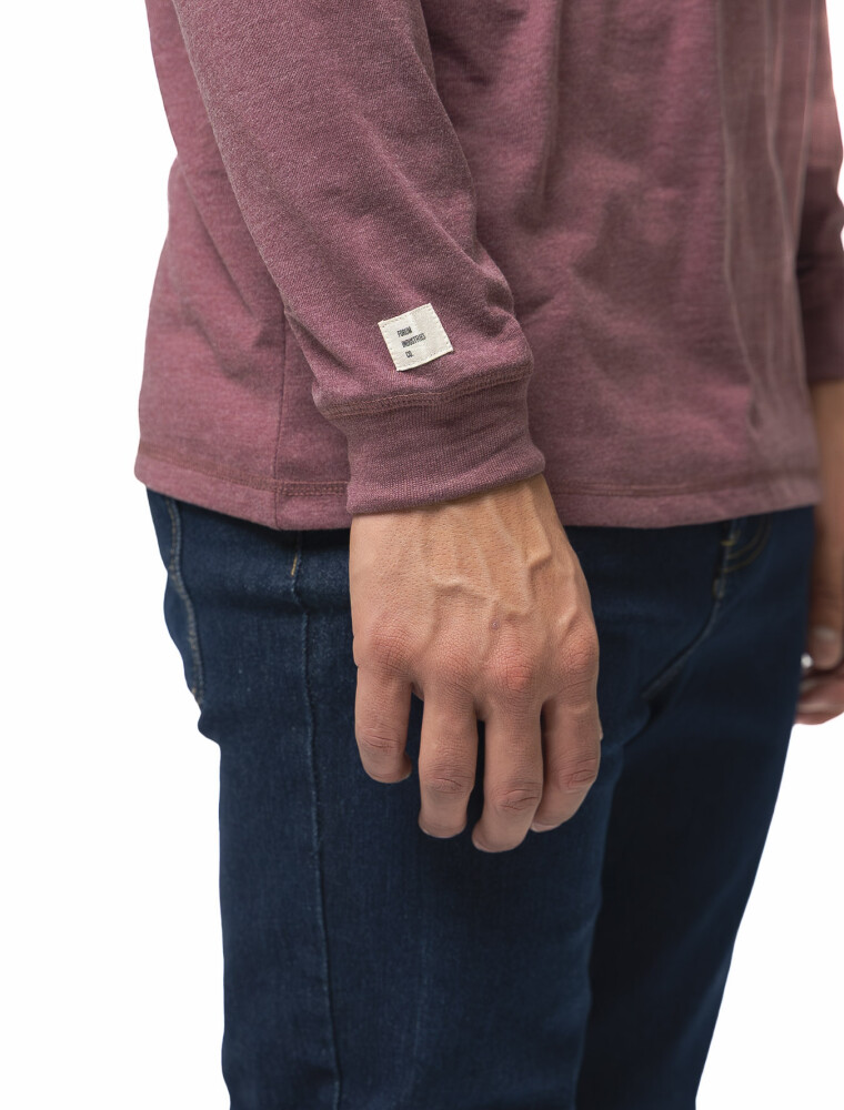 REMERA BASICA M/LARGA ALGODON Bordo Melange