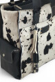 Bolso Tote de Cuero Vacuno y Pelo Natural Negro