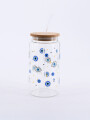 VASO VIDRIO CON SORBITO Y TAPA BAMBOO TRANSPARENTE