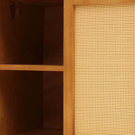 MESA DE LUZ DE MADERA CON PUERTA CORREDIZA DE RATÁN MESA DE LUZ DE MADERA CON PUERTA CORREDIZA DE RATÁN