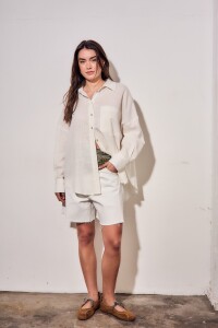 Camisa Con Lino Nácar