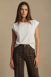 Remera Corta Lavada Blanco