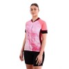 Camiseta C/cierre Ciclista Mujer Poker Rosado-blanco