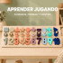 Juego Educativo de Madera con Números y Ábaco Tipo Montessori Beige
