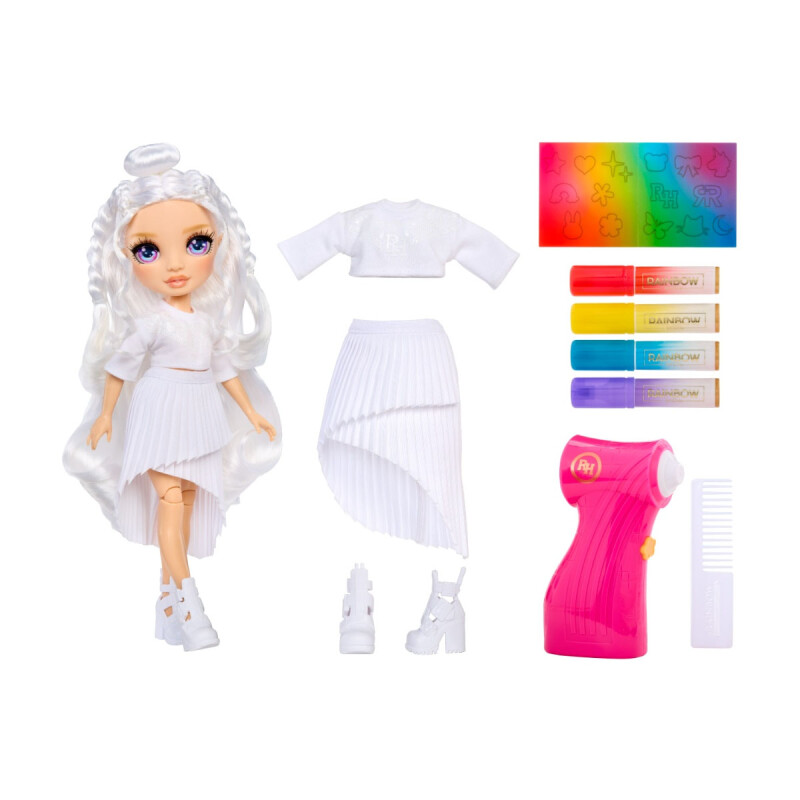 Rainbow High Muñeca Violeta con Kit de Aerógrafo, Rotuladores Arco Iris Lavables Rainbow High Muñeca Violeta con Kit de Aerógrafo, Rotuladores Arco Iris Lavables