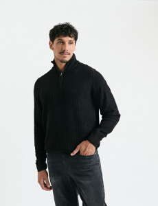 470587 SWEATER PUNTO MEDIO CIERRE HARRY Negro