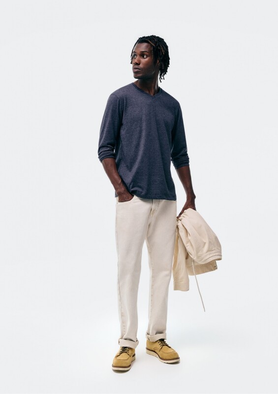 CAMISETA ML MASC PRETO MESCLA