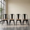 Silla Tolix Pack 4 unidades Metálica Asiento En Madera Negro