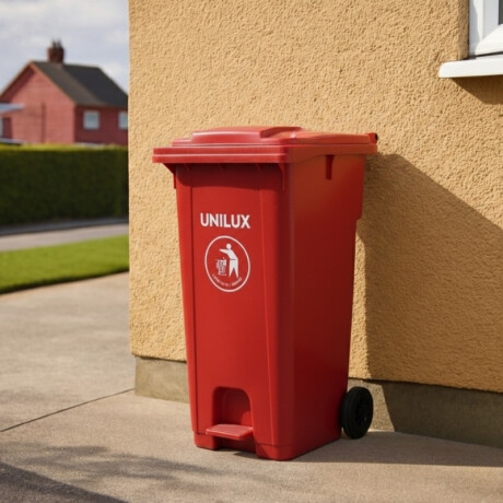 CONTENEDOR DE BASURA CON RUEDAS 240 LITROS Contenedor de Basura con Ruedas 240 Litros Rojo