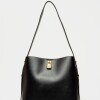 Bolso The Lock en efecto cuero liso Negro