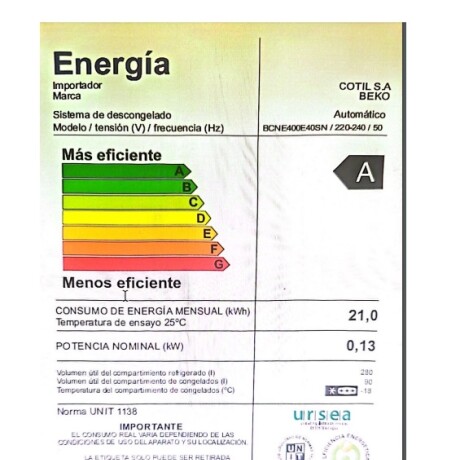 Heladera Panelable 400 Lt. Beko BCNE400E40SN Heladera Panelable 400 Lt. Beko BCNE400E40SN