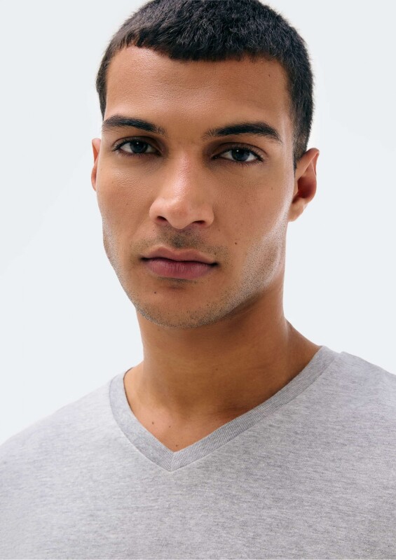 CAMISETA ML MASC CINZA MESCLA