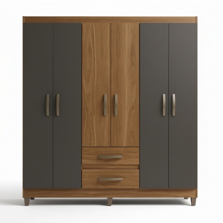 ROPERO 6 PUERTAS 2 CAJONES GUARDARROPA ARMARIO CLÓSET PLACARD MARRÓN-GRIS
