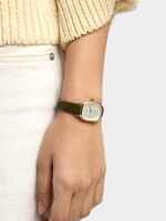 Reloj Rectangular Con Pulsera Efecto Piel caqui
