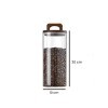 Frasco contenedor de vidrio tapa madera con manija 950ml