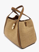 Bolso Tote Efecto Rafia Con Bandolera natural