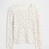 V-LS RIB TEE WHITE FLORAL PRINT