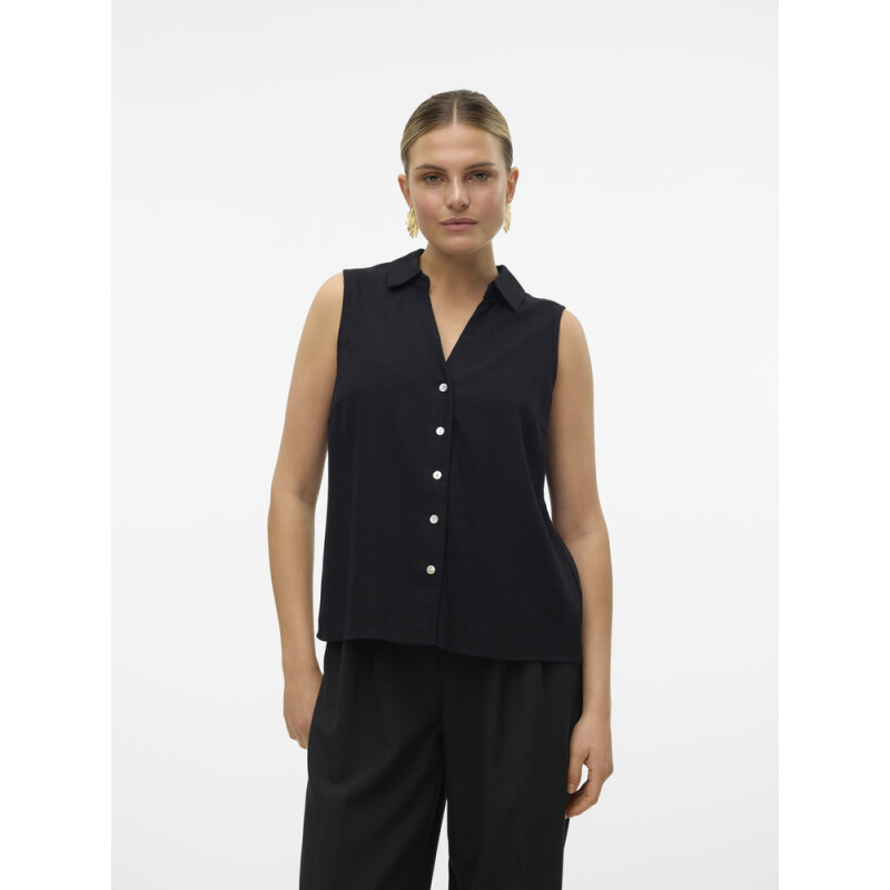 VMMYMILO SL V-NECK SHIRT WVN GA BLACK