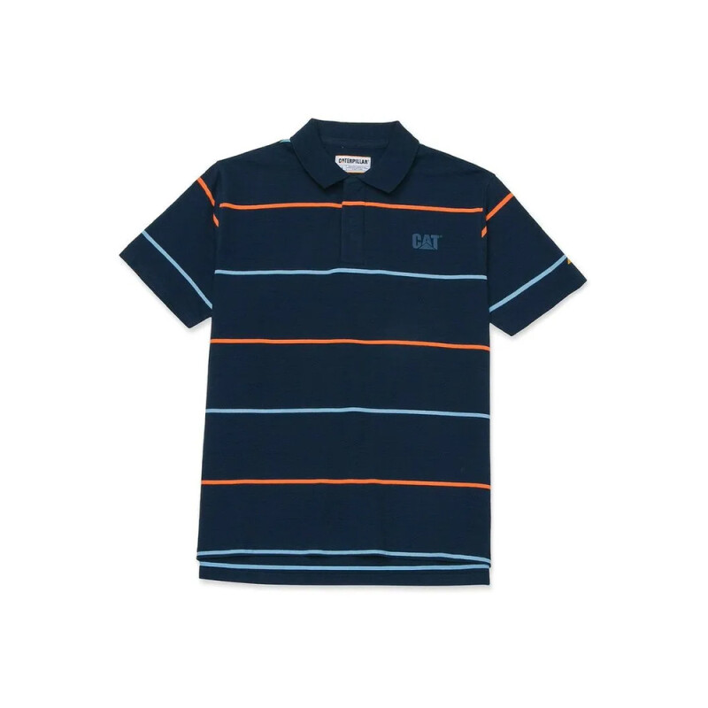 CAT LOGO PIQUE POLO RAYAS GRIS 0