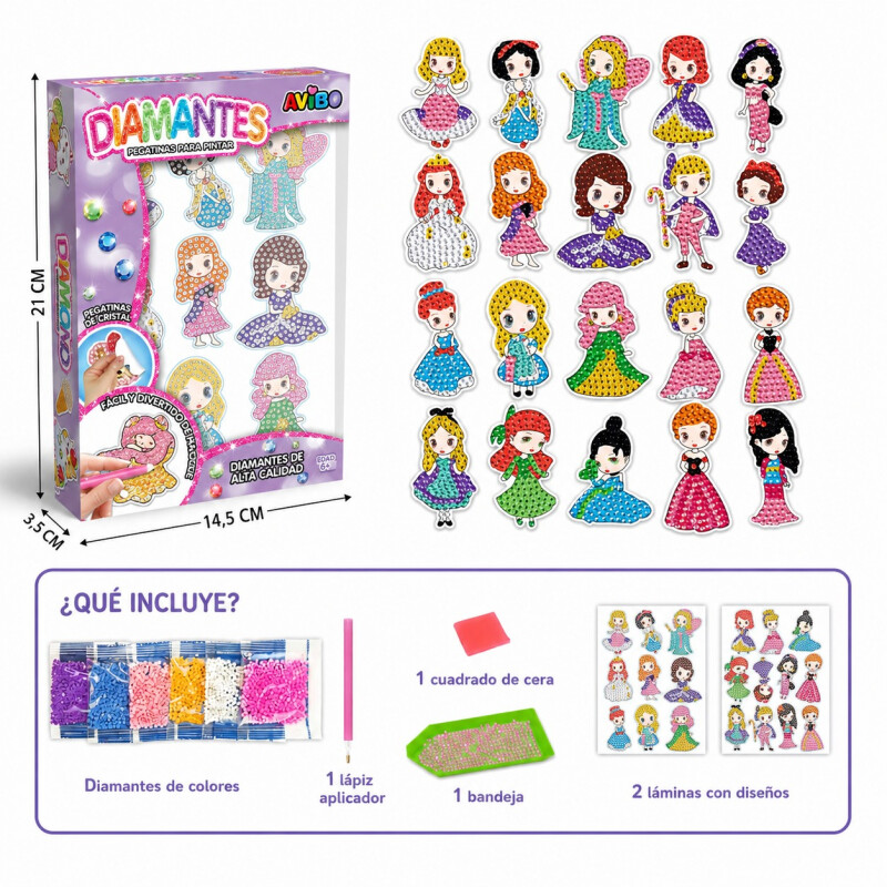 Set Creativo de Stickers Diamantes Princesas