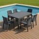Juego de Jardín 6 Sillas Trend con apoya brazos + Mesa 90x150 GRIS