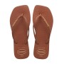 Sandalias Havaianas Slim Square Logo Pop Up Mujer Naranja Oscuro