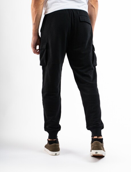 Pantalón Cargo de Felpa Negro