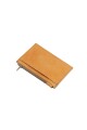 Porta Tarjetas de Cuero Genuino con Cremallera Tostado