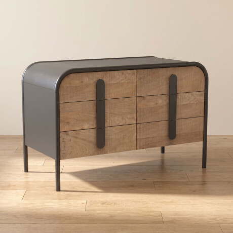 CÓMODA 6 CAJONES MADERA-Y-METAL ARIA