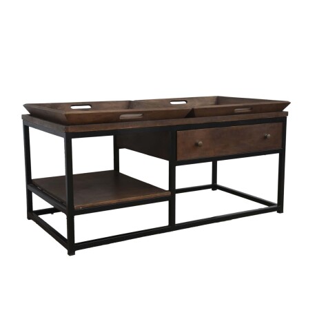 MESA CENTRAL MADERA-DE-MANGO NATURAL-BEIGE BANDEJA NATURAL