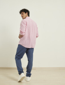 080677 PANTALON DE LINO HARRY Azul