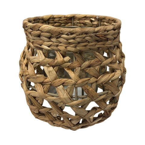 Candelabro Mimbre con Frasco Vidrio 20 x 15 cm U
