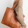 Shopper The Braided en cuero vegetal liso Cuoio