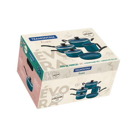 Batería de cocina cerámica azul 5 piezas "EVORA" -TRAMONTINA TR5483