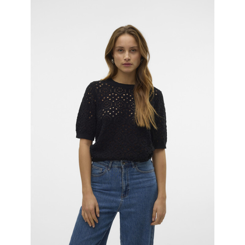 VMBERRY 2/4 O-NECK SHORT PULL. SE BLACK