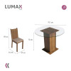 Juego de comedor con mesa redonda de vidrio y 4 sillas rústicas Beige