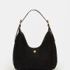 Cartera al hombro Raw en efecto gamuza Negro